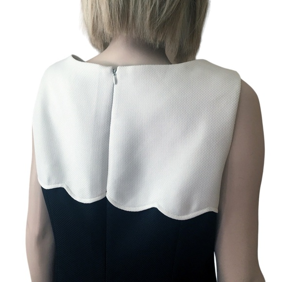 Tahari A. Levine Dress Sleeveless Boat Neck Scalloped Yoke Colour Block Shift - Picture 9 of 15